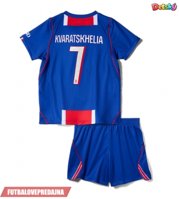 Lacne Dětský Futbalové dres Paris Saint-Germain Khvicha Kvaratskhelia #7 2026-27 Krátky Rukáv - Domáci (+ trenírky)